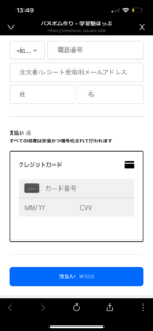 体験決済画面カード情報入力画面キャプチャ