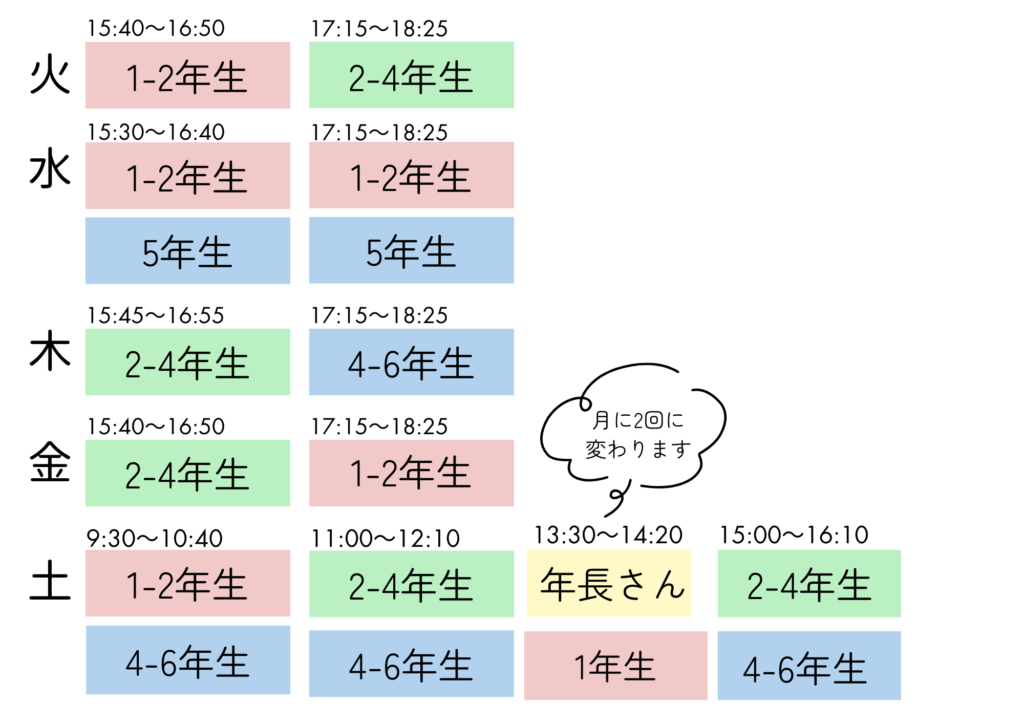2026年4月からの時間割